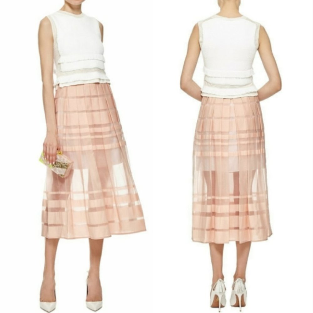 Tibi Striped Sheer Organza Skirt